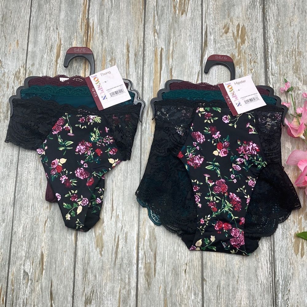 Womens Micro Fiber Hipster & Thong Panties Underwear 2, 3-Packs Size S